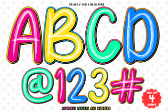 Neon Rainbow Dolly Font for Creative Projects